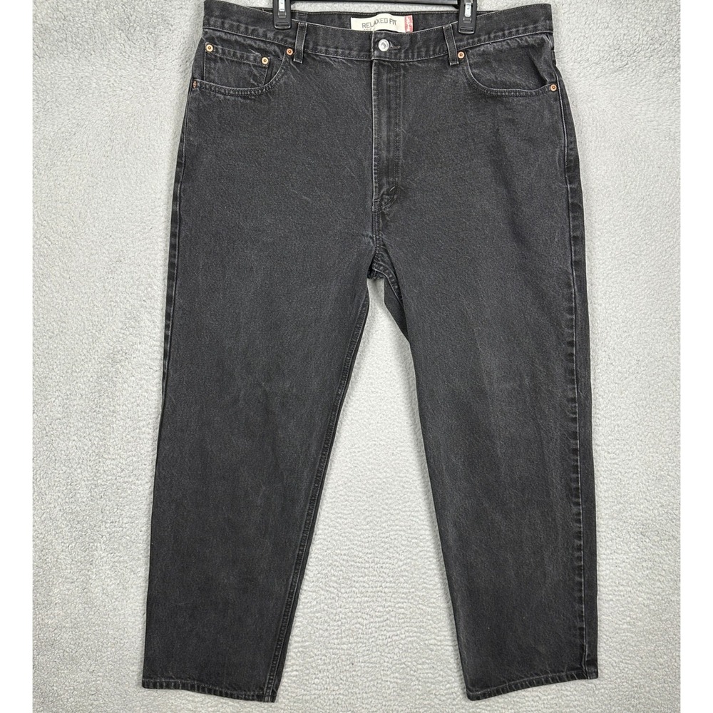 Levis 550 Jeans Mens 42X32 Relaxed Fit Black Tapered Leg Red Tab 5-Pocket Denim